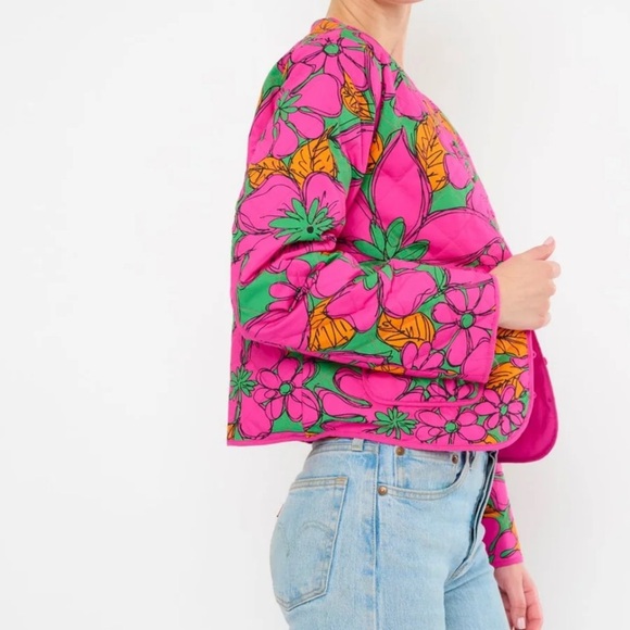 FLORA BEA NYC Terra Quilted Coat Jacket Medium NWT Vibrant Floral Print - Picture 3 of 7